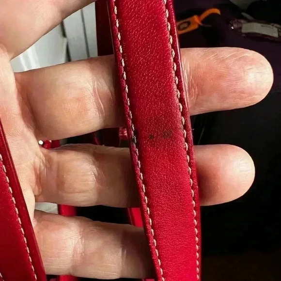 Coach Ashley Red Leather Double Handle Zipper Closure Tote Shoulder Bag - Picture 7 of 7